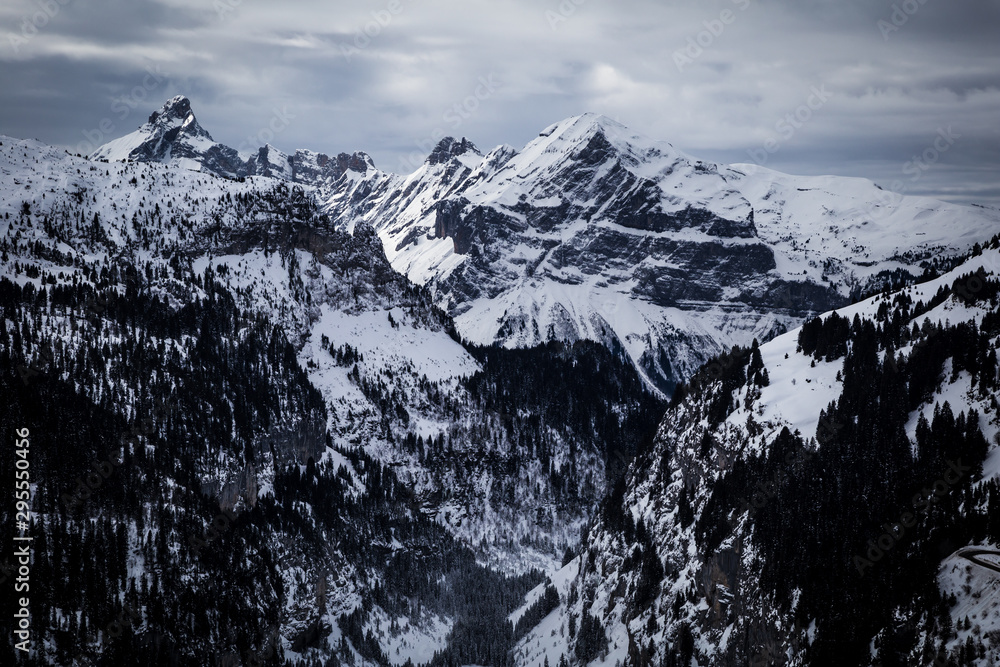 Panorama of winter snowy Alps