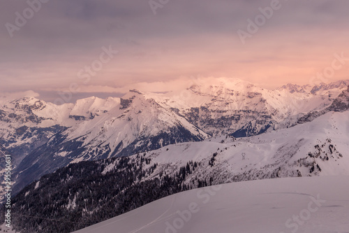 Winter late afternoon in the French Alps