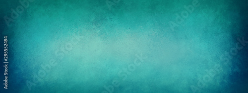 Blue green background paper with border texture grunge, old vintage teal color background that is elegant and distressed