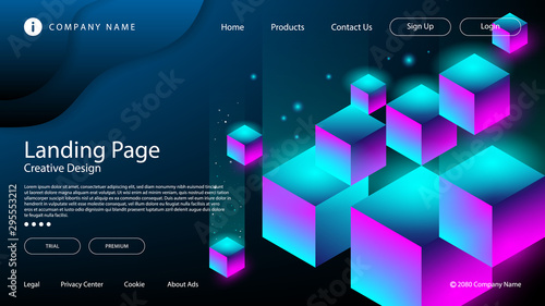 Abstract background with isometric elements of a cube box. With retro or vintage colors. Background for posters, banners, flyers, and website landing pages.