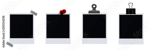 Retro Realistic Blank Instant Snapshot Photo Card Mock-Up with White Border Isolated. Photo Frame. Template Photo Design, Vector Illustration - Vector