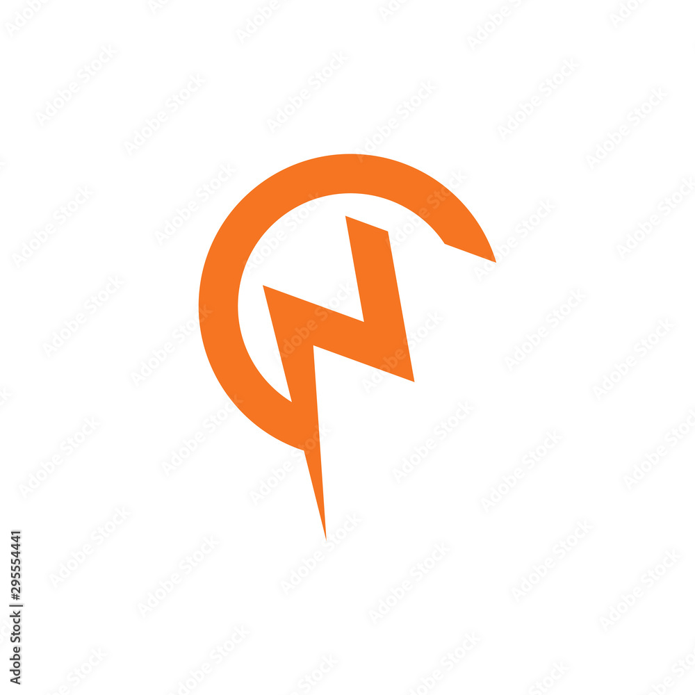 abstarct letter c n thunder strike logo vector abstarct letter c n thunder strike logo vector