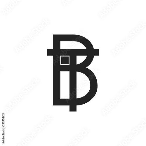 letter tb linked geometric line logo vector