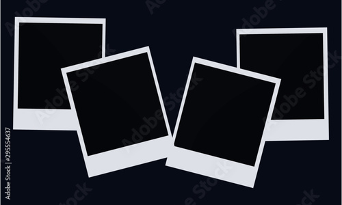 Retro Realistic Blank Instant Snapshot Photo Card Mock-Up with White Border Isolated. Photo Frame. Template Photo Design, Vector Illustration - Vector