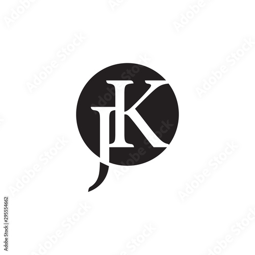 letter jk negative space circle logo vector photo