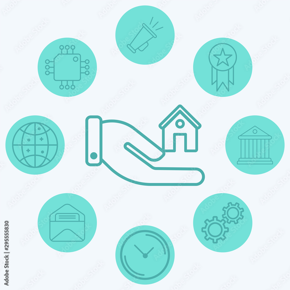 Hand with home vector icon sign symbol Hand with home vector icon sign symbol