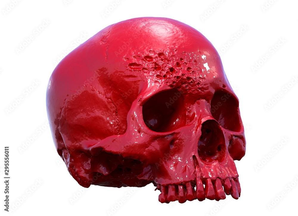 Obraz premium Human skull on Rich Colors a Black Background. The concept of death, horror. A symbol of spooky Halloween. October 31, Сoven, holiday, Graphic resources. 3d rendering illustration.