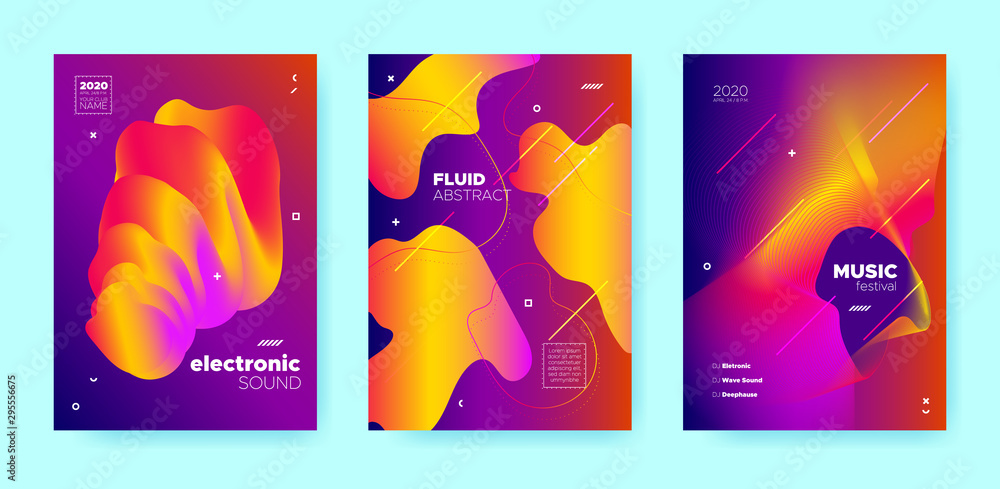 Colorful Fluid Background. Gradient Music Wave. 