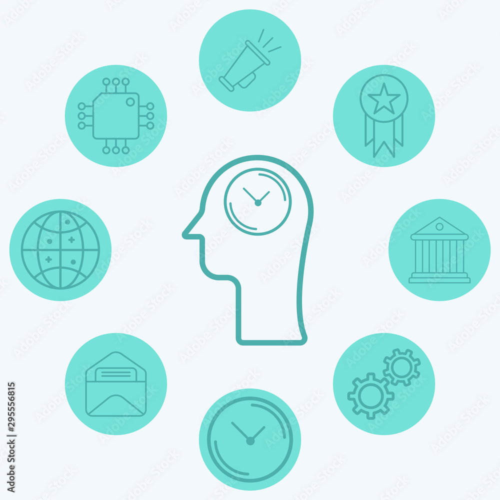 Head clock vector icon sign symbol Head clock vector icon sign symbol