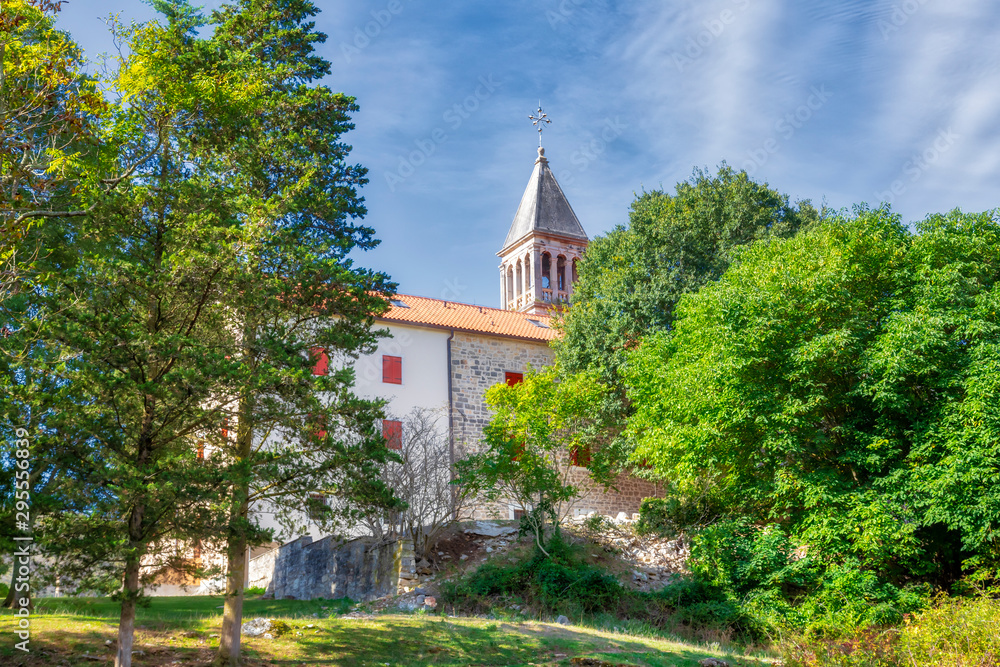 Krka monastery. 14th century Serbian Orthodox Church monastery dedicated to the St. Archangel Michael. Endowment of princess Jelena Nemanjic Subic. Located in Krka National Park, Croatia. Image