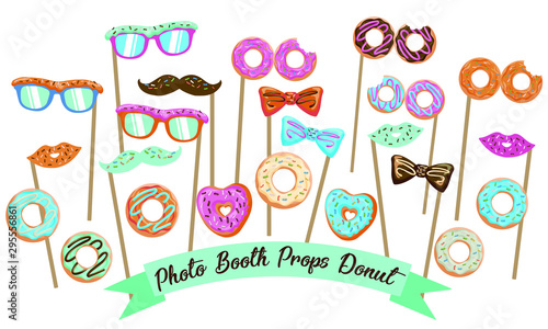 Photo booth props Donut, Printable Photo Booth Props, Booth prop party elements, Donut Party Printables, Donut Birthday Party