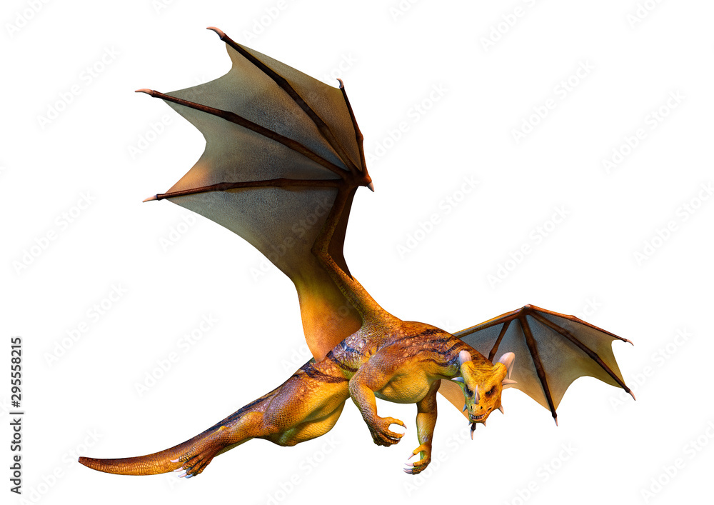 Obraz premium 3D Rendering Fairy Tale Dragon on White