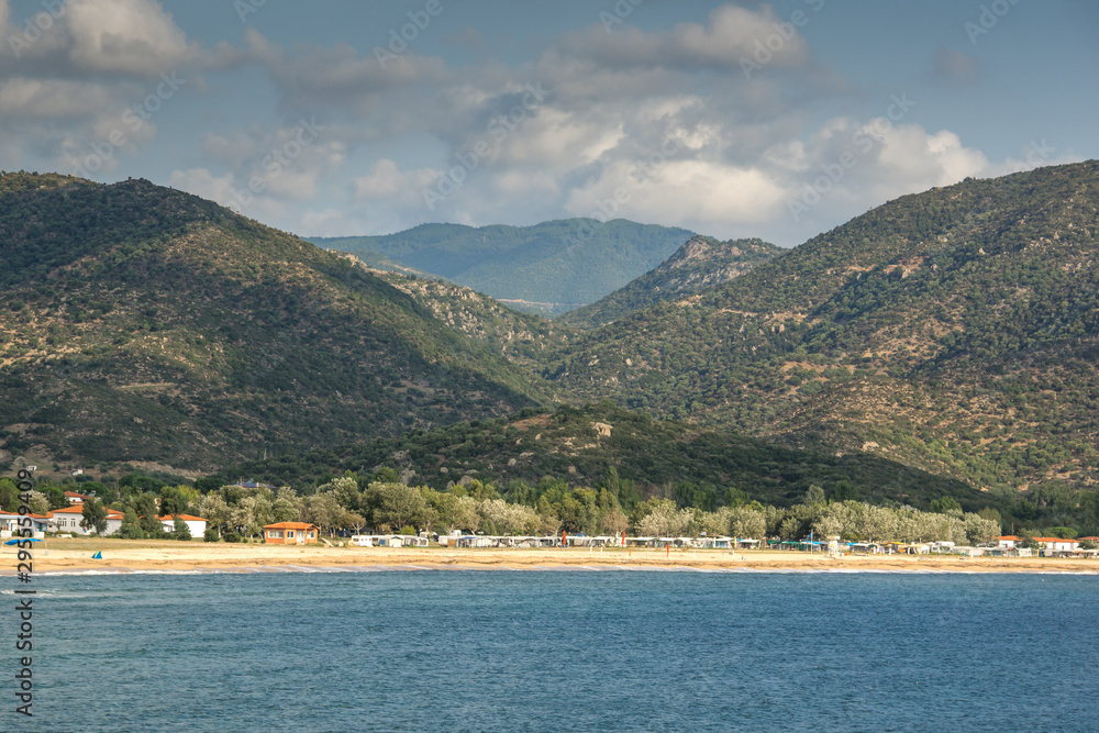 Seascape with Sykia Beach at Sithonia peninsula, Chalkidiki, Greece