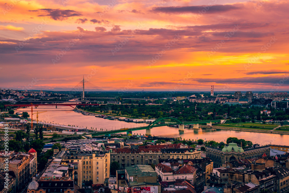 Naklejka premium panoramic view of the city of belgrade
