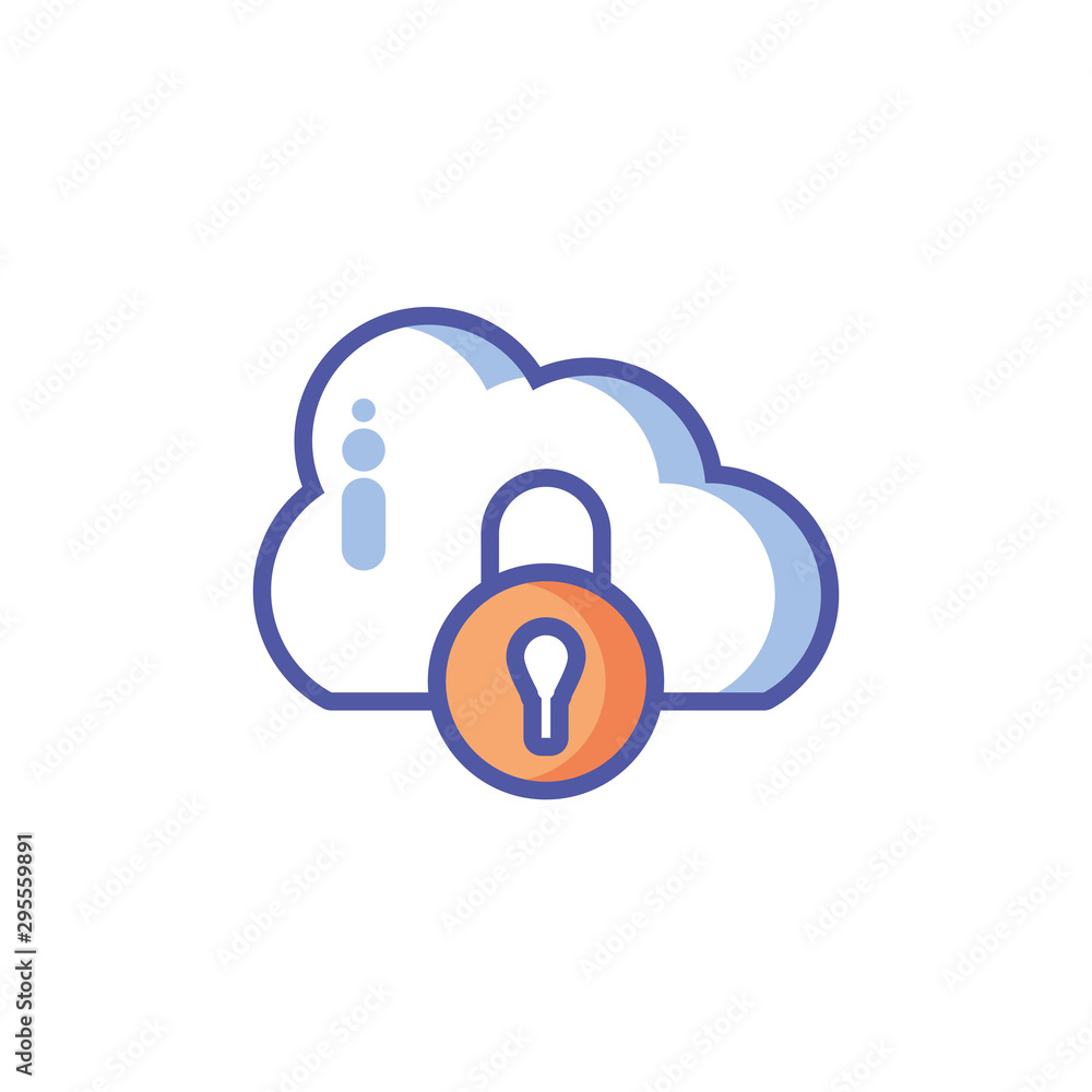 cloud information lock in white background cloud information lock in white background