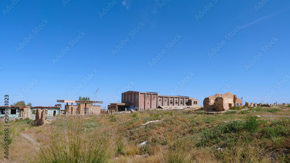 Landscape view of desert small town, a filming location in Gansu China Landscape view of desert small town, a filming location in Gansu China