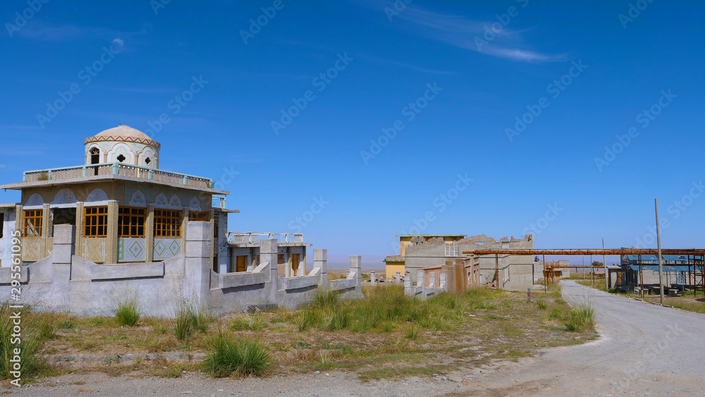 Landscape view of desert small town, a filming location in Gansu China