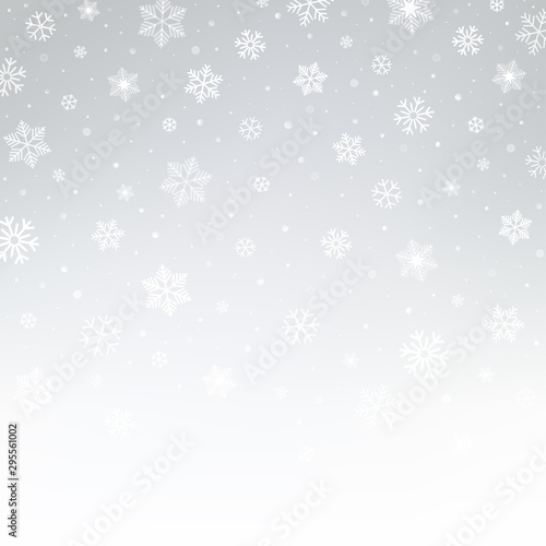 Silver and white pattern with snowflakes. Christmas vector abstract background.