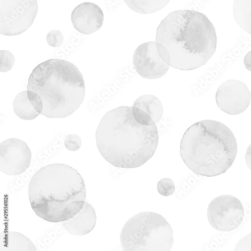 Watercolor gray bubbles seamless pattern. Vector abstract background.