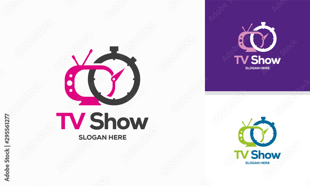 TV Show logo designs concept vector, Television and Stopwatch logo template  symbol icon Stock Vector | Adobe Stock
