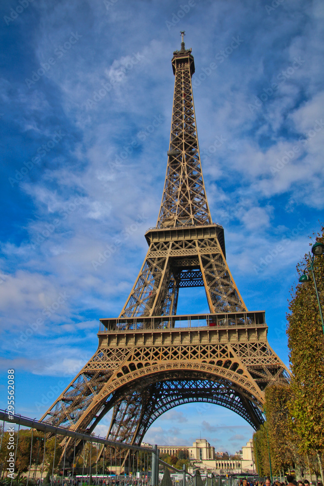 Eiffel Tower in Paris with city background