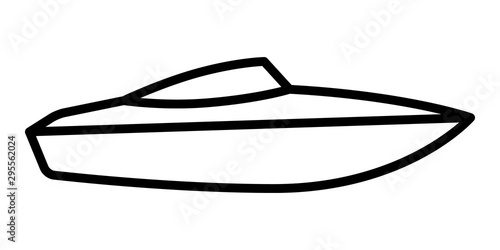 Speed boat or speedboat / motorboat line vector icon for transportation apps and websites