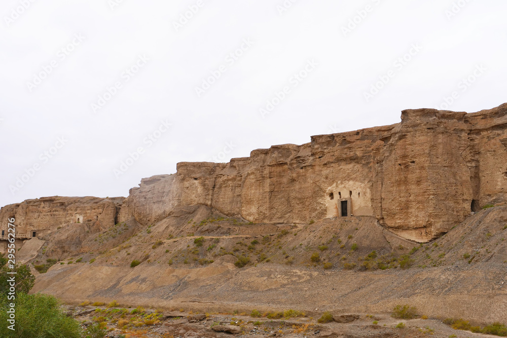 Landscape view of The Yulin Cave in Dunhuang Ggansu China