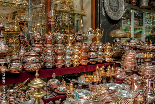 Istanbul, Turkey, 29 June 2019: Coppersmith Shop, Eminonu, Fatih.