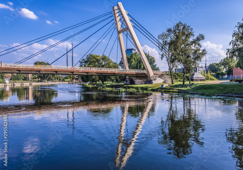 View on the River Brda with bridge of Wladyslaw Jagiello in Bydgoszcz, Poland