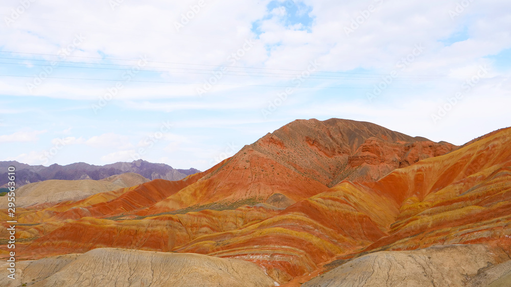 Naklejka premium Beautiful nature landscape view of Zhangyei Danxia Landform in Gansu China.