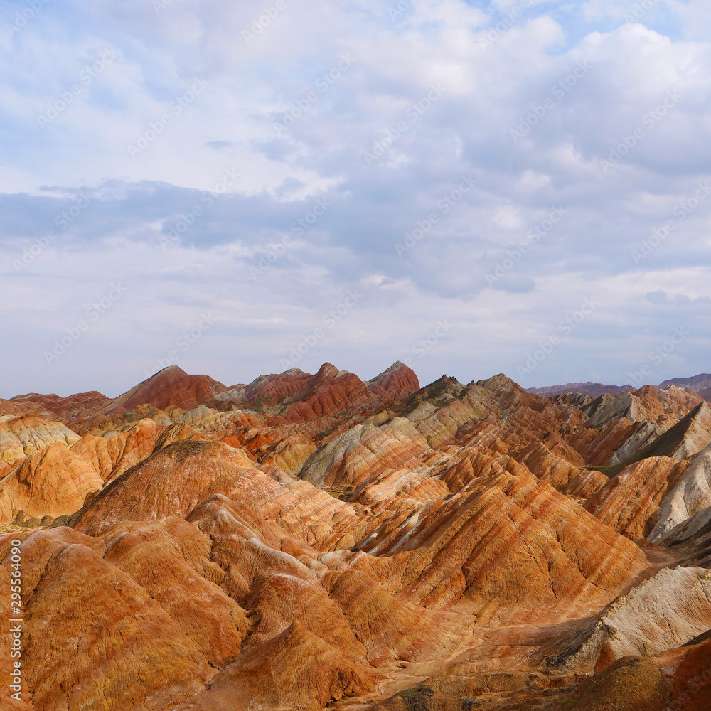 Beautiful nature landscape view of Zhangyei Danxia Landform in Gansu China.