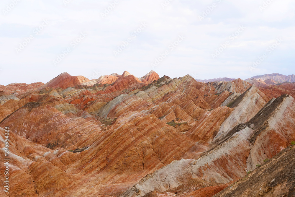 Fototapeta premium Beautiful nature landscape view of Zhangyei Danxia Landform in Gansu China.
