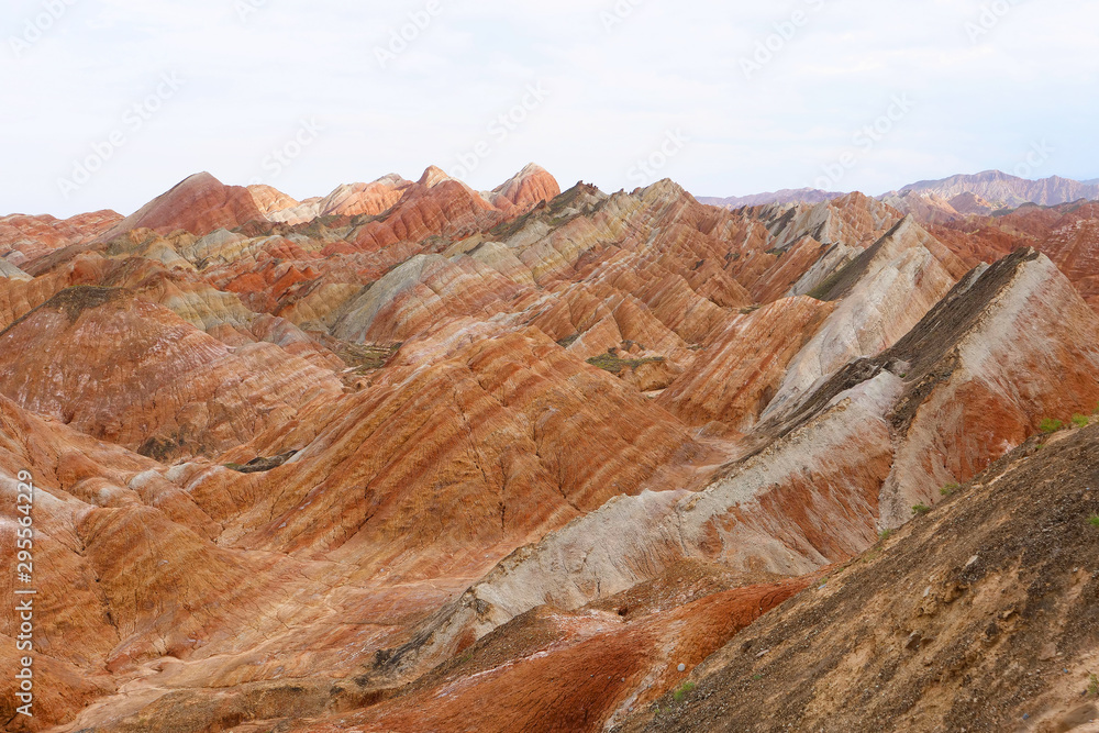 Fototapeta premium Beautiful nature landscape view of Zhangyei Danxia Landform in Gansu China.