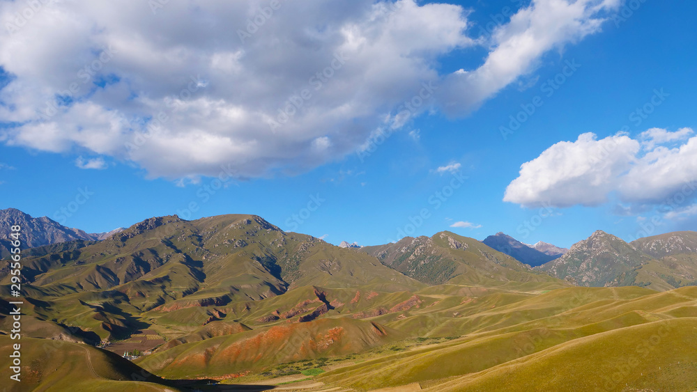 Beautiful nature landscape veiw of The Qilian Mountain Scenic Area Mount Drow in Qinghai China.