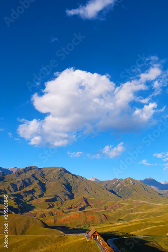 Beautiful nature landscape veiw of The Qilian Mountain Scenic Area Mount Drow in Qinghai China.