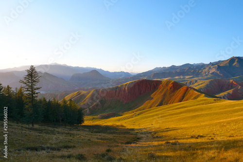 Beautiful nature landscape veiw of The Qilian Mountain Scenic Area Mount Drow in Qinghai China.