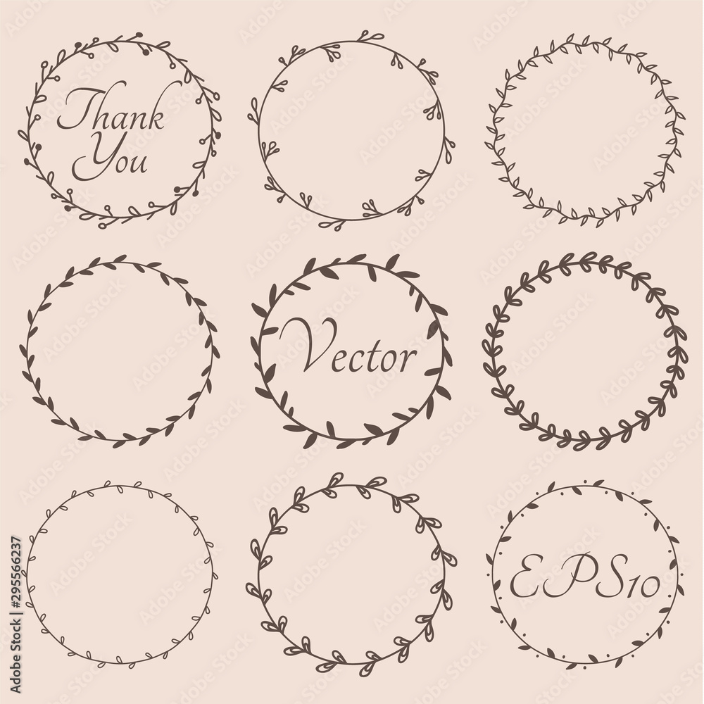 Cute round and oval shaped frames decorative design elements. Vector eps10. Cute round and oval shaped frames decorative design elements. Vector eps10.