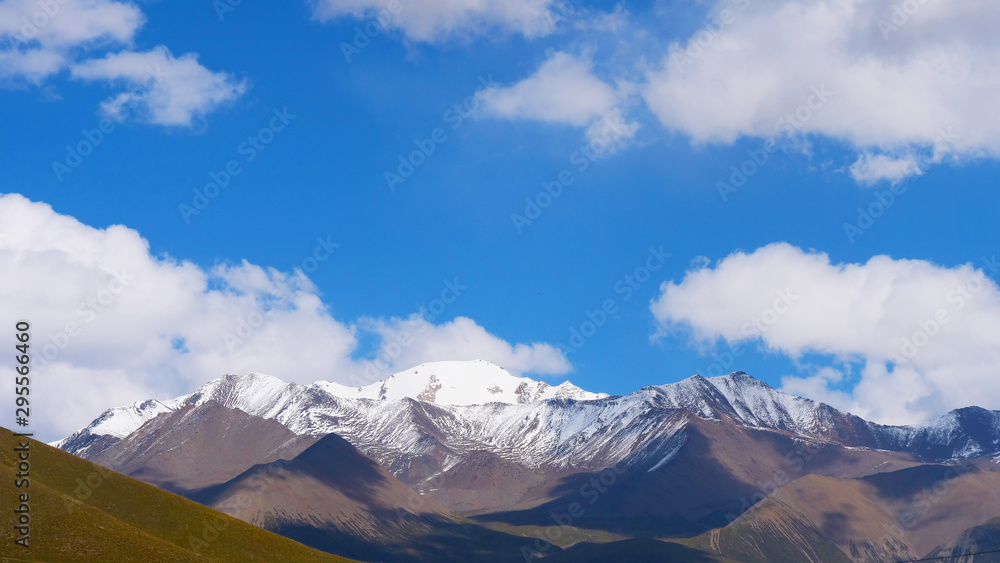 Beautiful nature landscape view of blue sky Qilian fields in Qinghai China