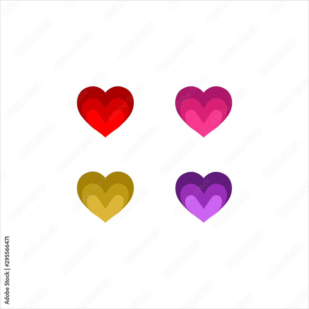 Set of heart vector logo icon design template. Love symbol, medical, healthy, wedding, valentines day.