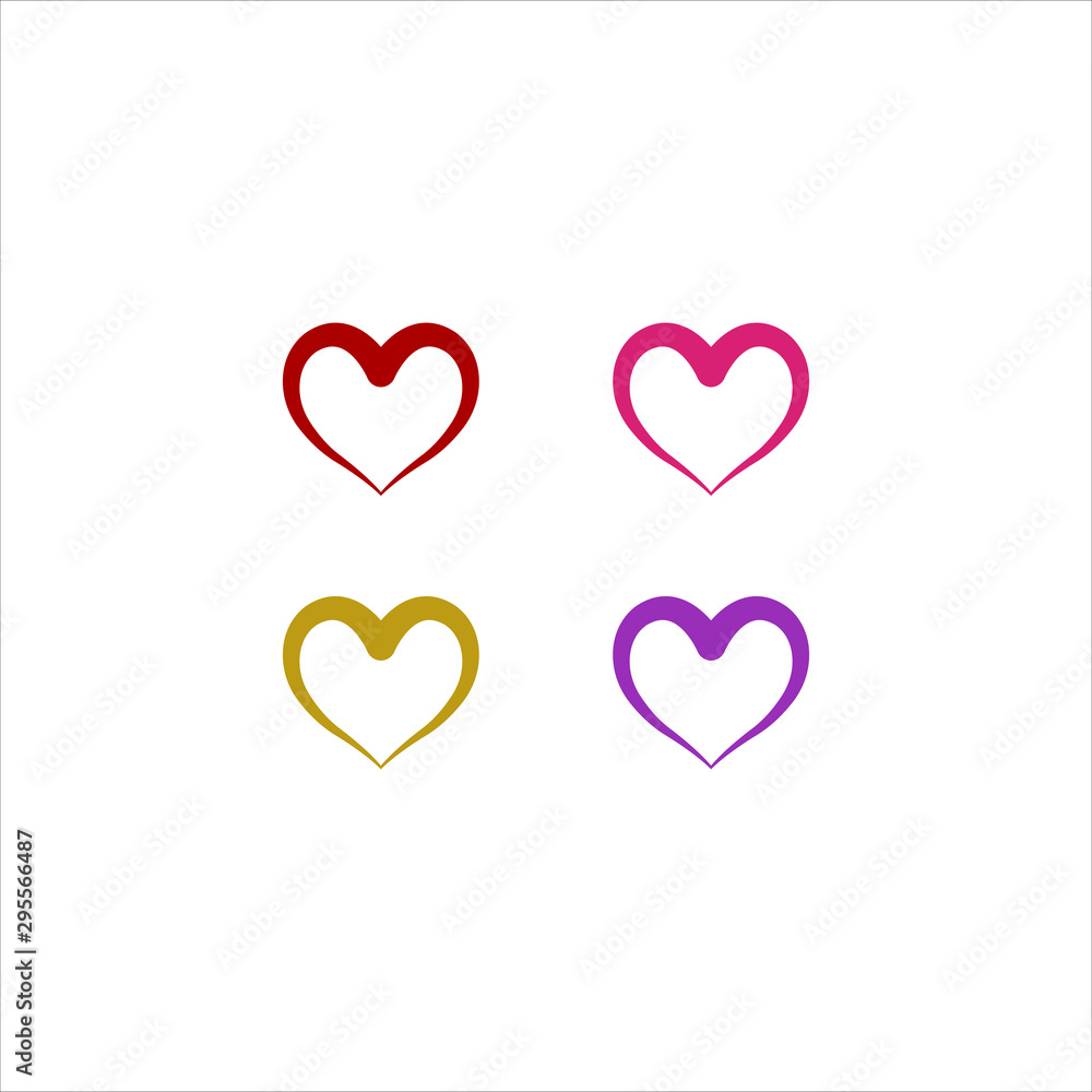 Set of heart vector logo icon design template. Love symbol, medical, healthy, wedding, valentines day.