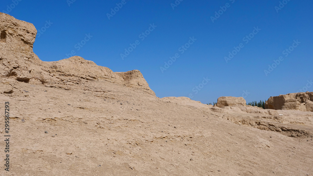 Landscape view of the Ruins of Jiaohe Lying in Xinjiang Province China. Landscape view of the Ruins of Jiaohe Lying in Xinjiang Province China.