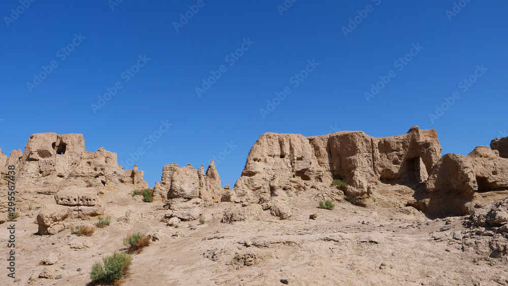 Landscape view of the Ruins of Jiaohe Lying in Xinjiang Province China. Landscape view of the Ruins of Jiaohe Lying in Xinjiang Province China.