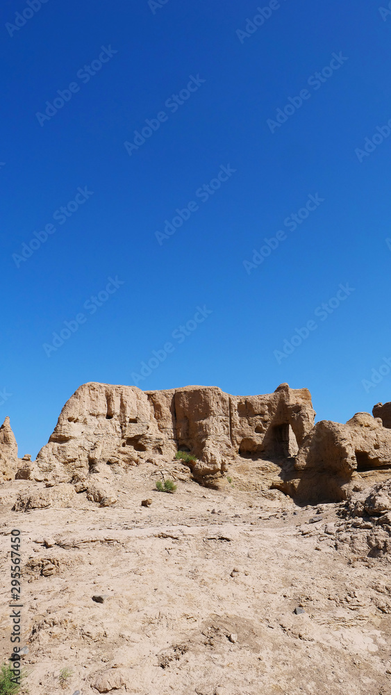 Landscape view of the Ruins of Jiaohe Lying in Xinjiang Province China. Landscape view of the Ruins of Jiaohe Lying in Xinjiang Province China.