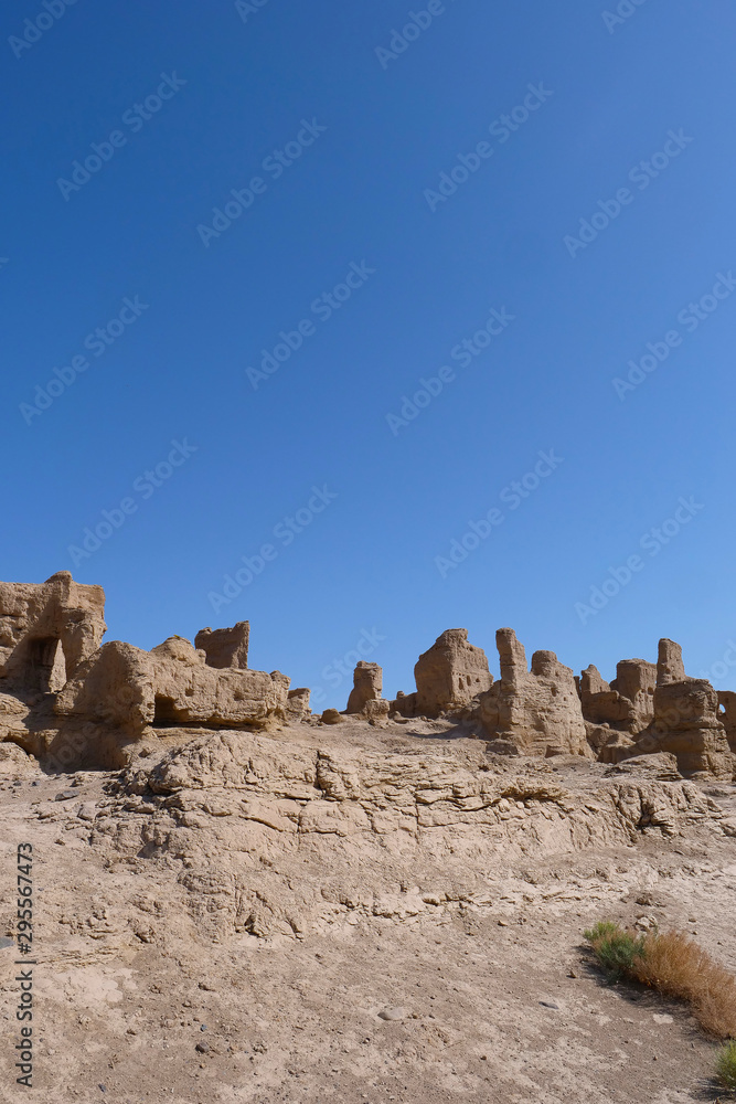 Landscape view of the Ruins of Jiaohe Lying in Xinjiang Province China. Landscape view of the Ruins of Jiaohe Lying in Xinjiang Province China.