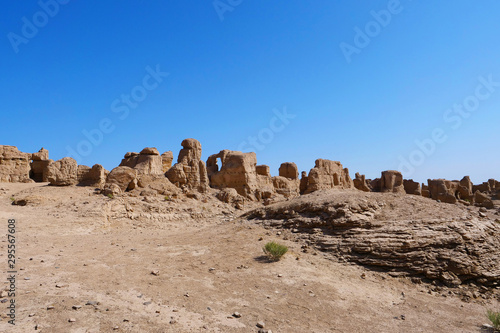 Landscape view of the Ruins of Jiaohe Lying in Xinjiang Province China. © BabyQ