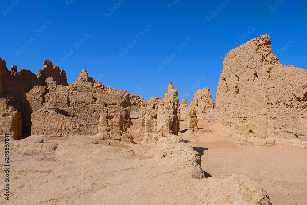 Landscape view of the Ruins of Jiaohe Lying in Xinjiang Province China.
