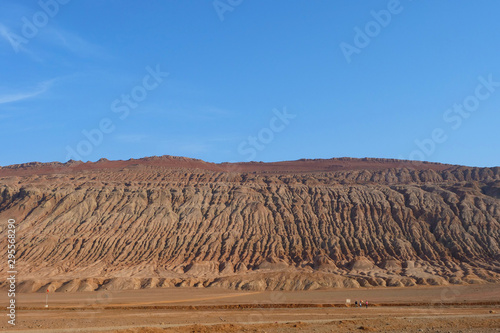 Nature landscape view of the Flaming Mountain in Turpan Xinjiang Province China. photo