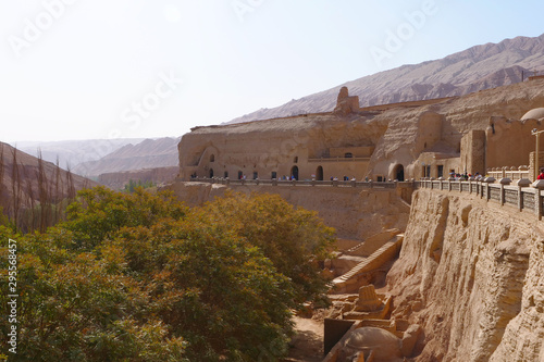 Landscape view of The Bezeklik Thousand Buddha Caves in Turpan Xinjiang Province China.