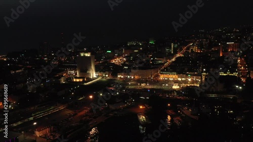 Wallpaper Mural Aerial view of the night landscape of Vladivostok, Russia. Torontodigital.ca