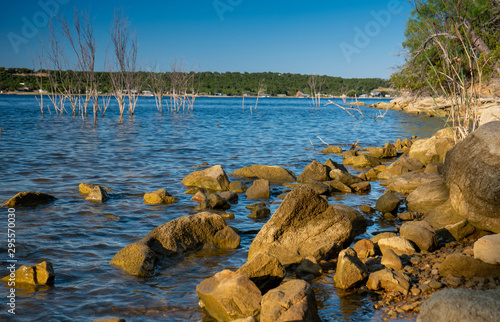 Rocky Shoreline in Autumn Glow